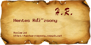 Hentes Rázsony névjegykártya